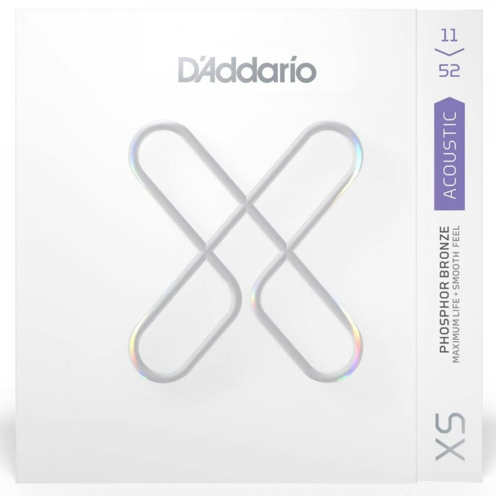 D'Addario XS Phosphor Bronze Coated - Custom Light Gauge 11-52 Acoustic Guitar Strings - XSAPB1152